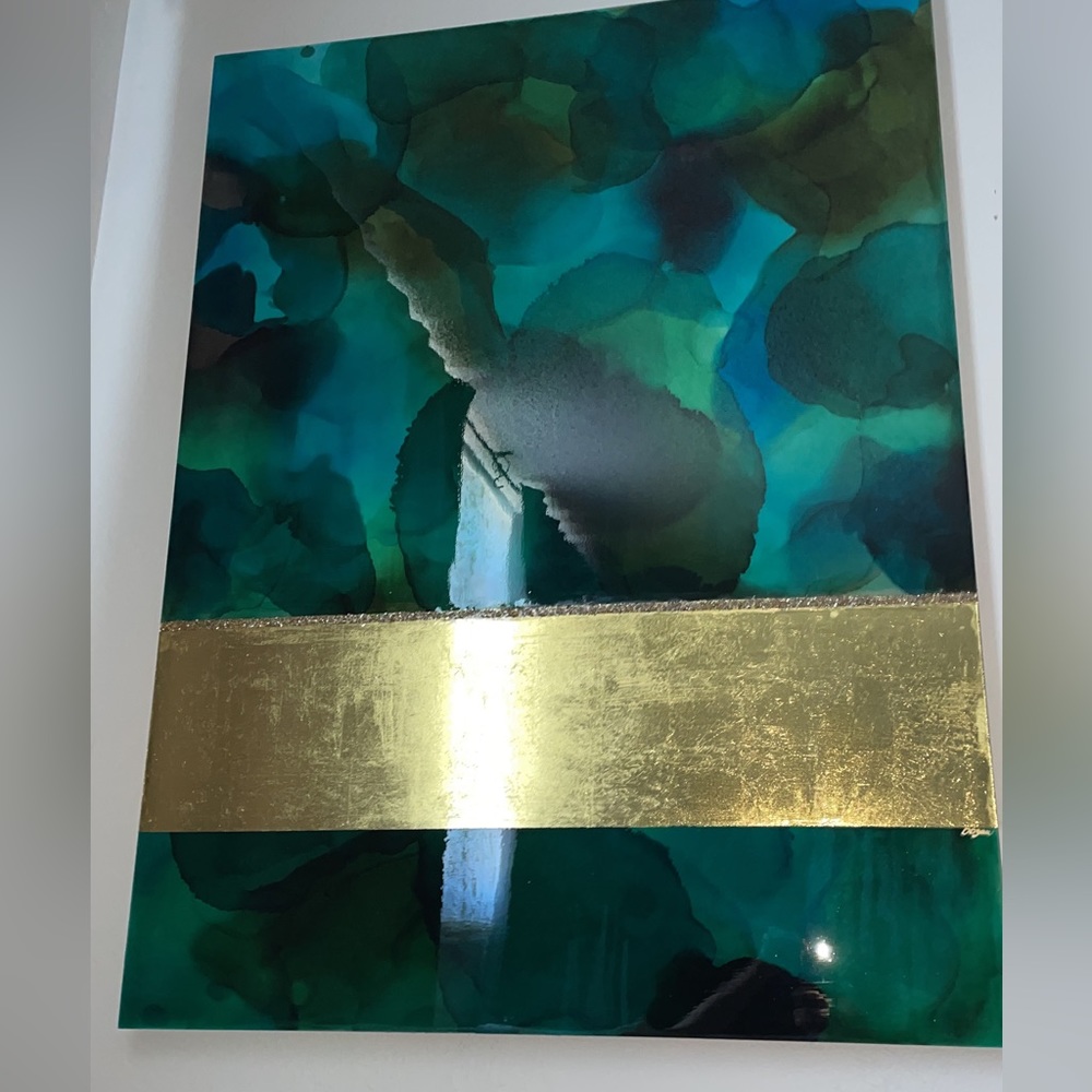 Nice painting with 24 k gold of Art Basel artist Dovgan.  New from gallery